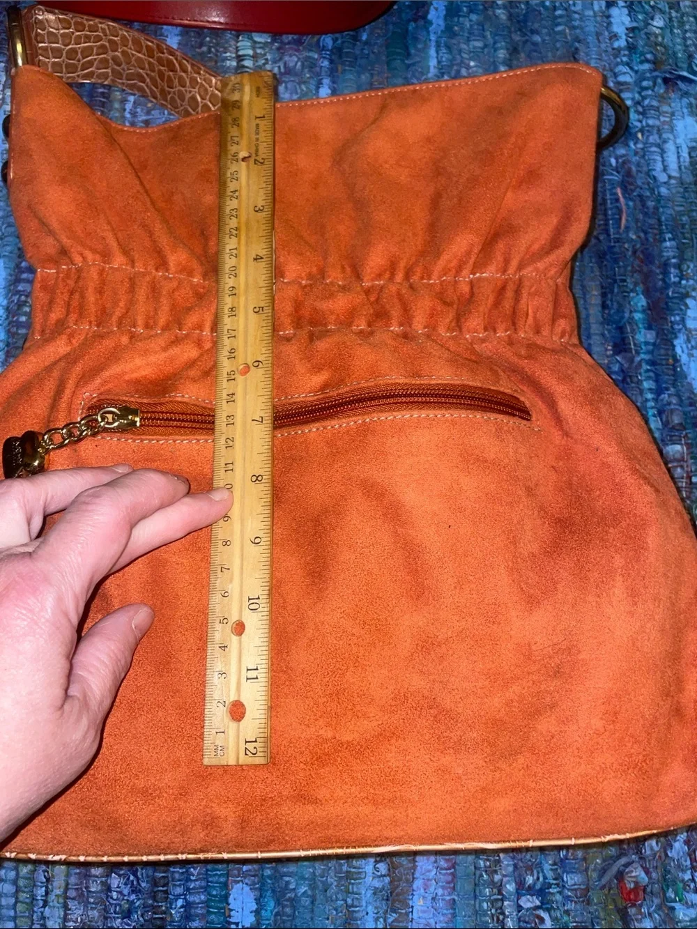 Kathy Van Zeeland Orange Studded Shoulder Bag